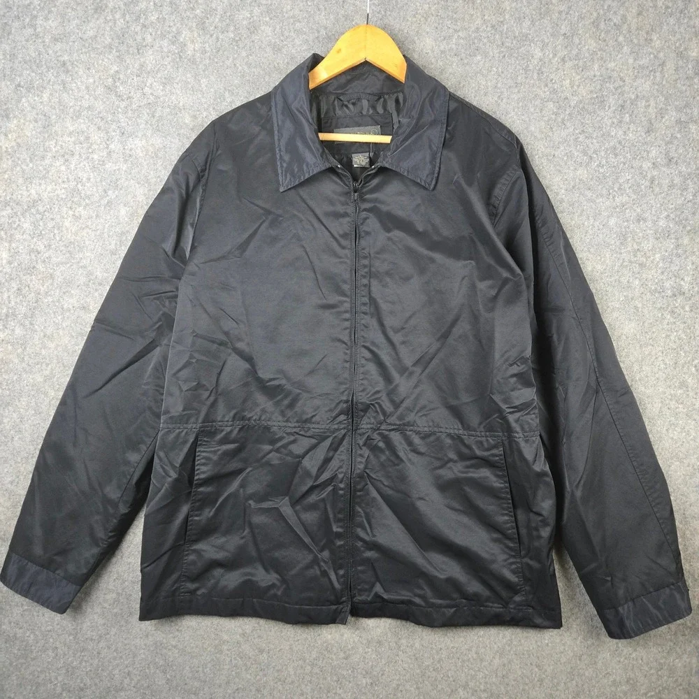 Banana Republic Harrington Bomber Jacket Mens L Black Full Zip Windbreaker